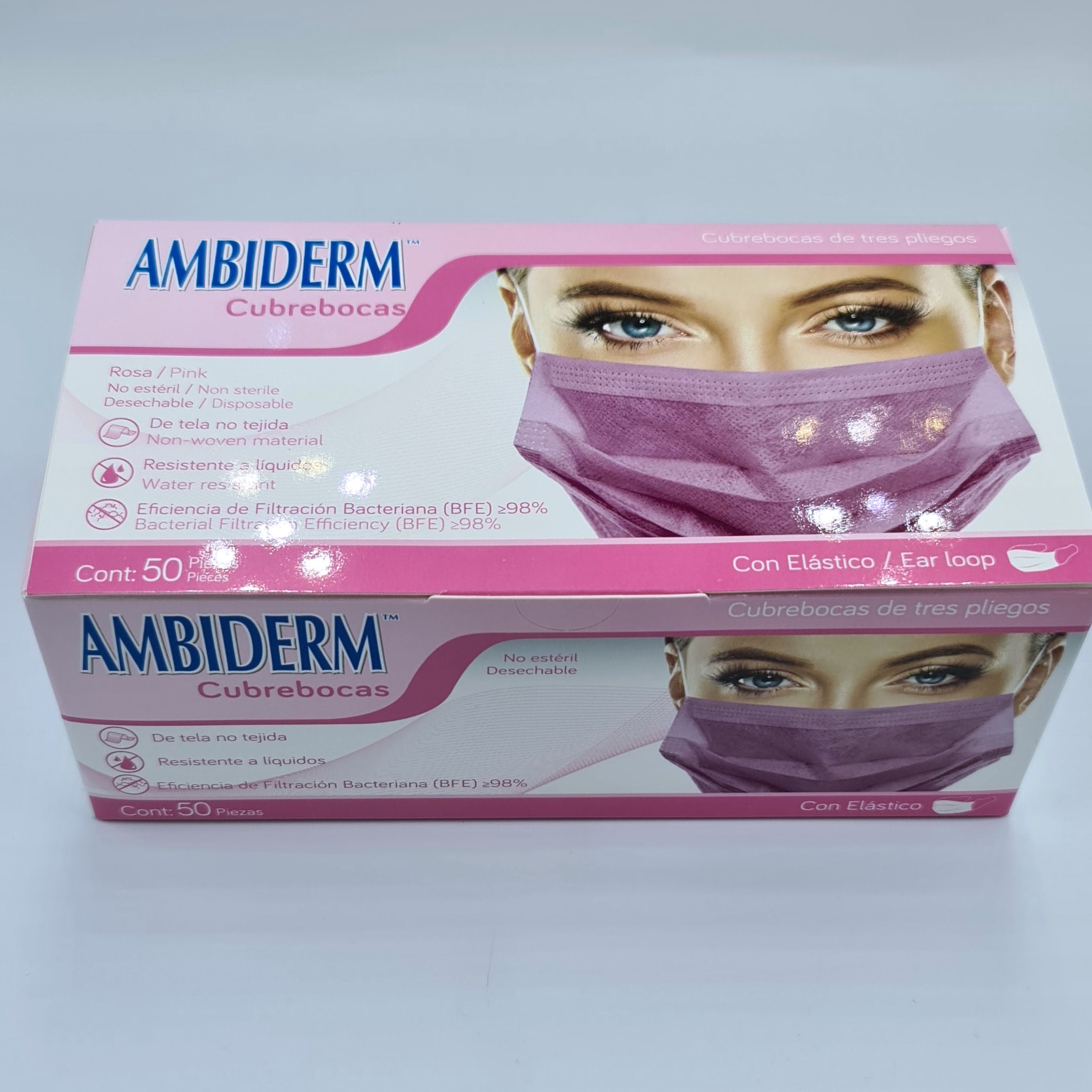 Cubrebocas ambiderm 3 pliegos elastico